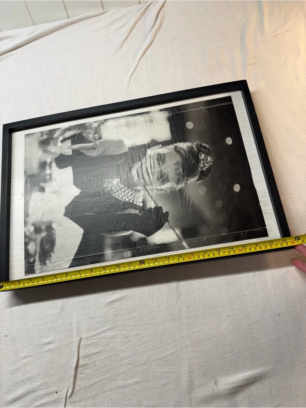 Framed Black Wall Art Print Audrey Hepburn- Classic Monochrome Home Accent